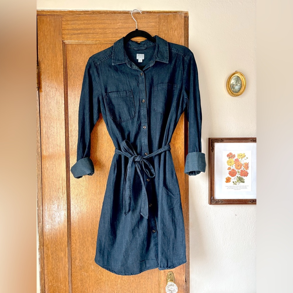 A New Day Navy Denim Shirt Dress SIZE M